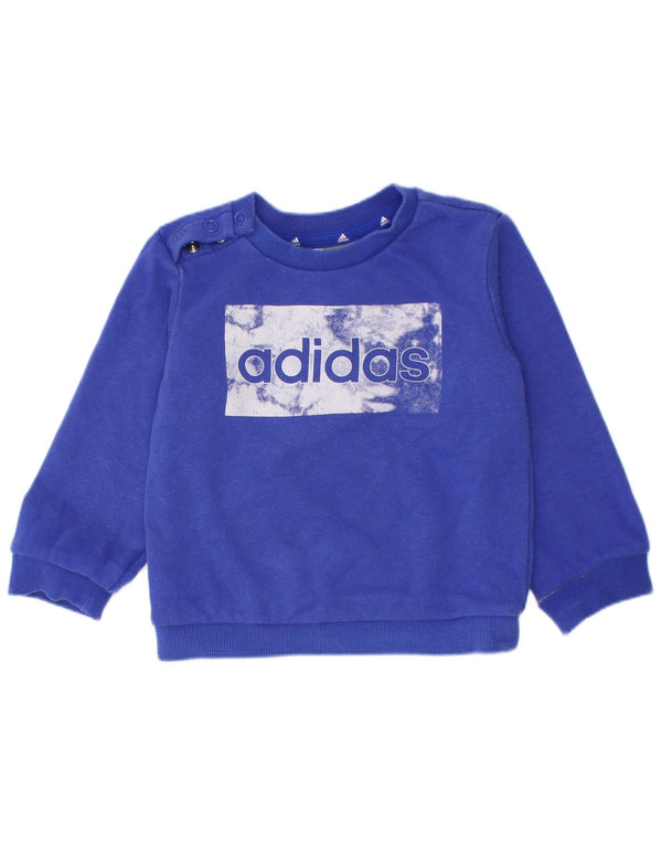 Adidas Baby Boys Graphic Sweatshirt Jumper 6-9 Months Blue Cotton