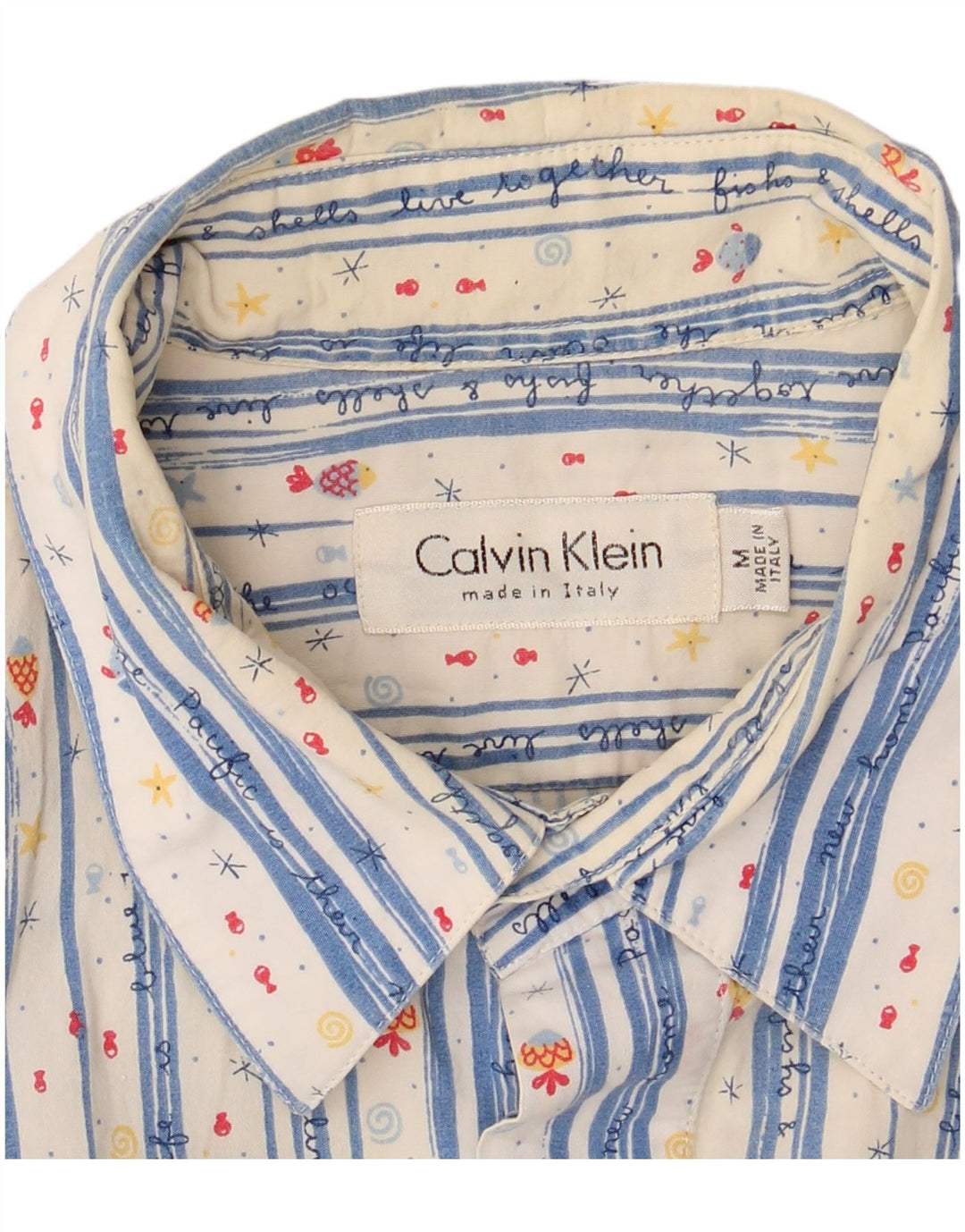Ανδρικό κοντομάνικο πουκάμισο Calvin Klein, Βαμβακερό μεσαίο λευκό ριγέ