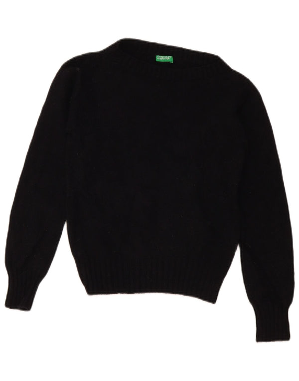 Benetton Γυναικείο Crop Boat Neck Jumper πουλόβερ UK 10 Small Black