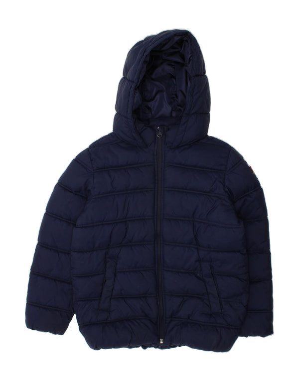 BENETTON Boys Hooded Padded Jacket 8-9 Years Large  Navy Blue Polyester