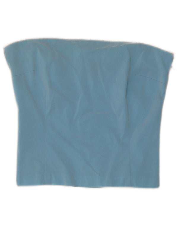 Vintage Γυναικείο Crop Strapless Top UK 6 XS Blue Acetate