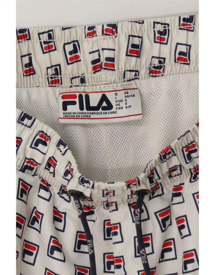 Ανδρικό γραφικό σορτς κολύμβησης FILA Μικρό λευκό πολυεστέρα