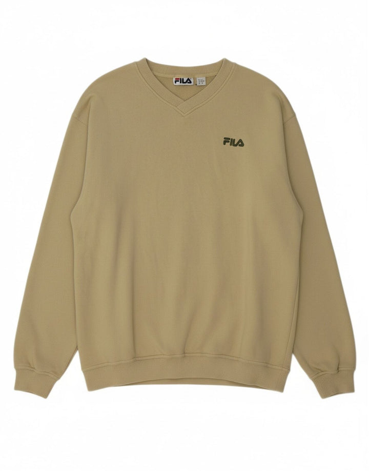 FILA Mens Sweatshirt Jumper Large Beige Cotton