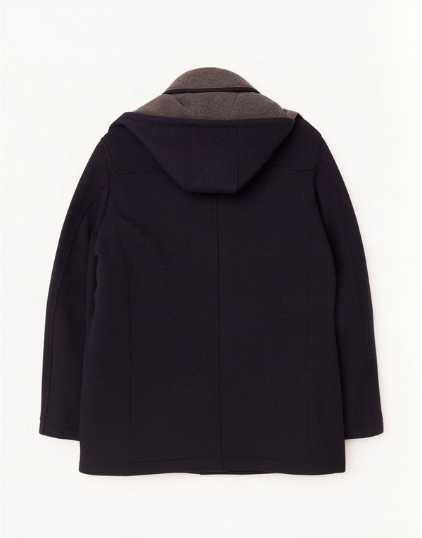 Lorenzo Brunelli Ανδρικό παλτό Duffle με κουκούλα UK 38 Medium Navy Blue Cotton