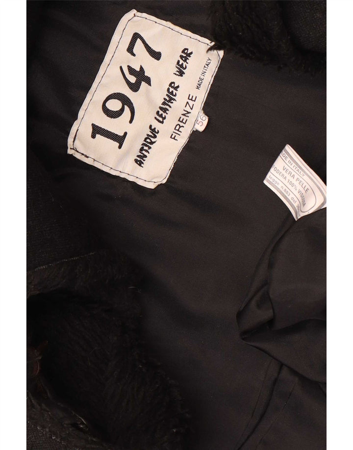 Vintage Ανδρικό Στρατιωτικό Δερμάτινο Μπουφάν IT 56 3XL Μαύρο Δερμάτινο