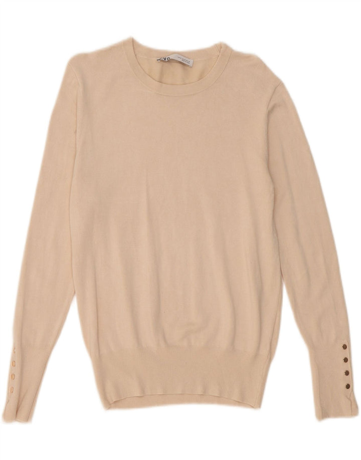 Zara Γυναικείο πουλόβερ με λαιμόκοψη UK 12 Medium Beige