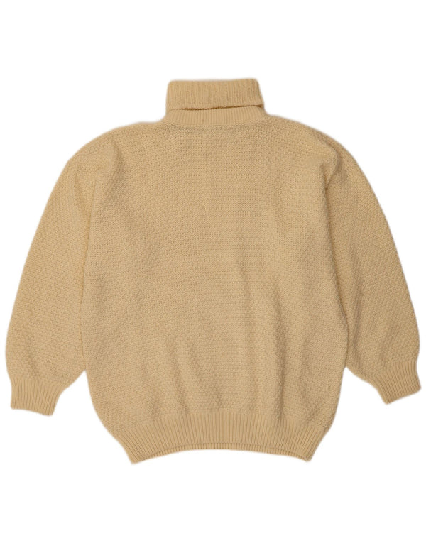 Γυναικείο πουλόβερ με ρολό λαιμόκοψη VINTAGE UK 18 XL από λευκό μαλλί