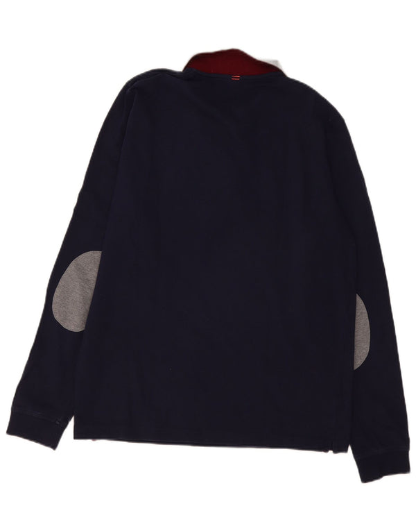 Ανδρικό μακρυμάνικο μπλουζάκι πόλο Sun68 XL Μπλε Navy Colourblock Βαμβακερό