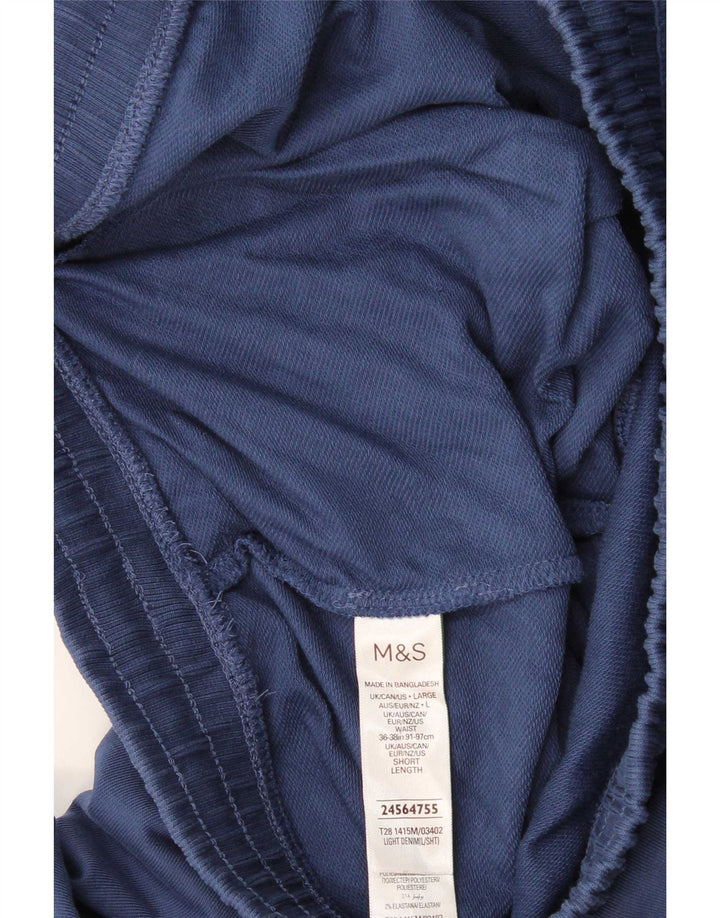 Ανδρική αθλητική φόρμα Marks & Spencer Παντελόνι μεγάλο Navy Blue από βαμβάκι