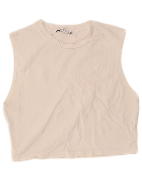 Zara Womens Crop Vest Top UK 18 XL White