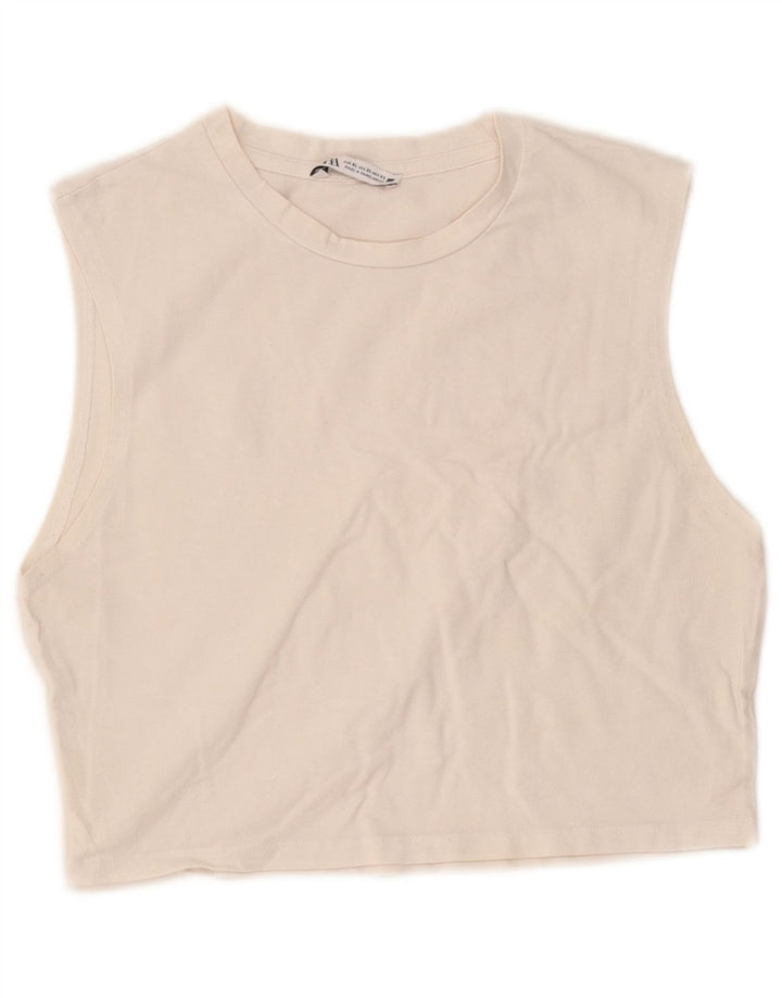 Zara Γυναικείο Γιλέκο Crop UK 18 XL Λευκό