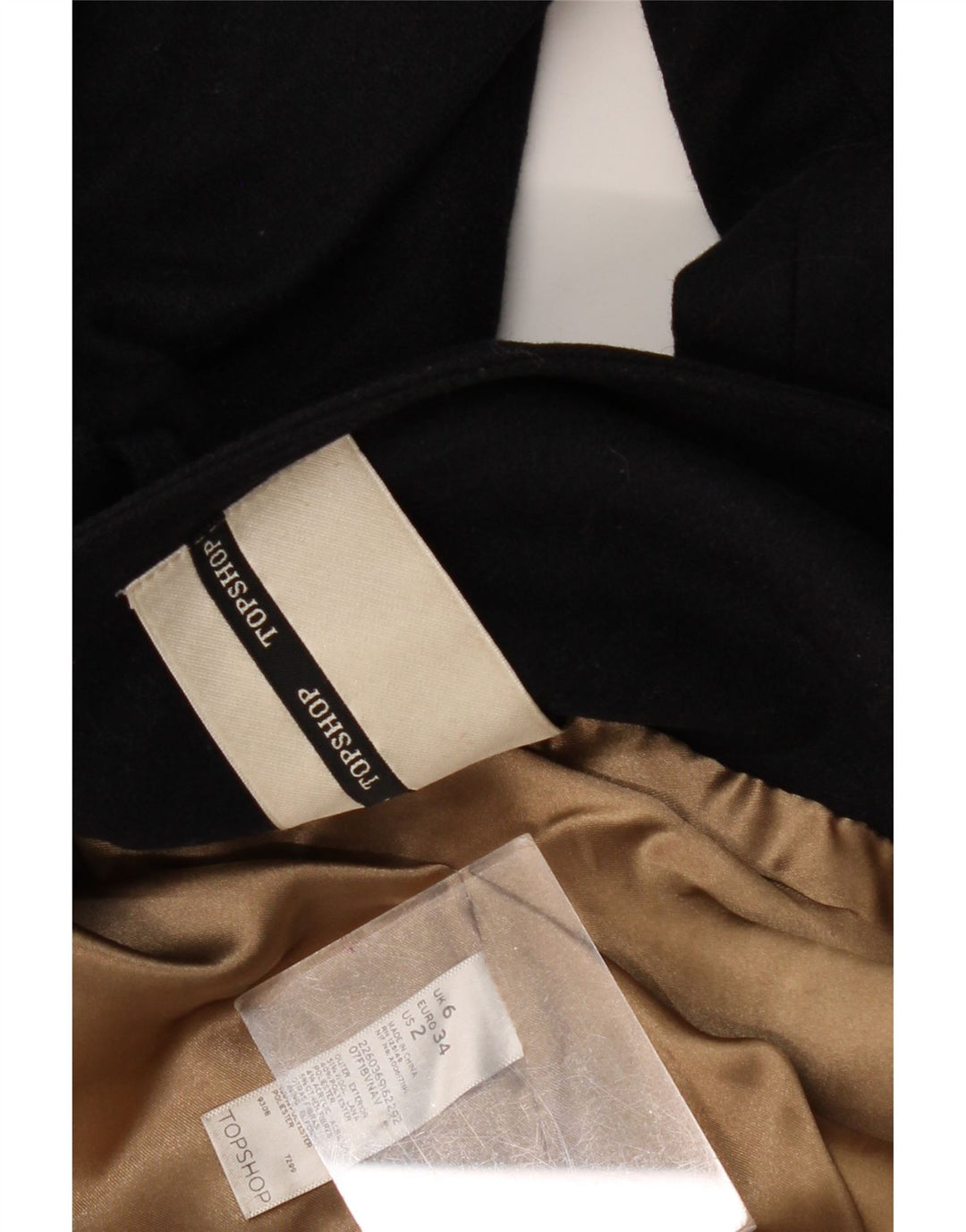 TOPSHOP Γυναικείο παλτό μπιζελιού UK 6 XS Navy Blue Wool