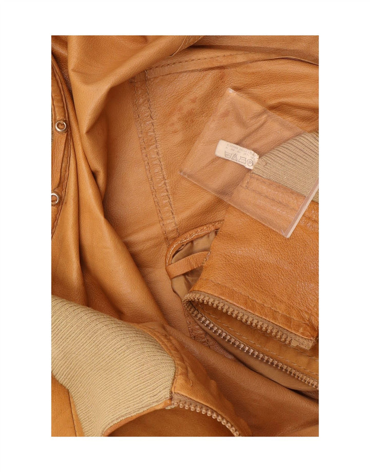 Vintage Ανδρικό Suede Bomber Jacket UK 36 Small Brown Leather