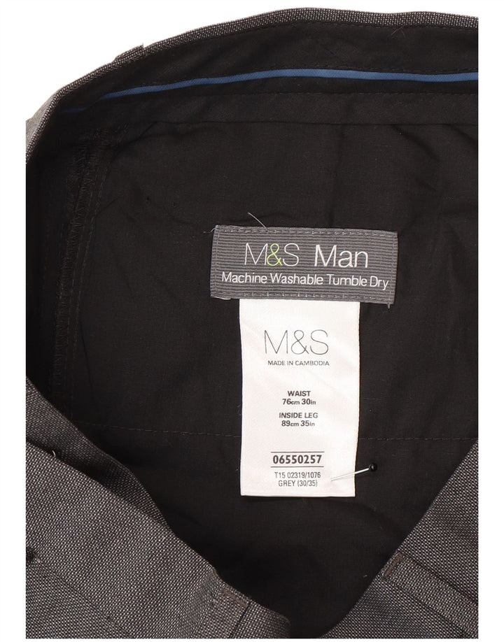 Ανδρικό ίσιο παντελόνι Marks & Spencer W30 L35 Grey Polyester