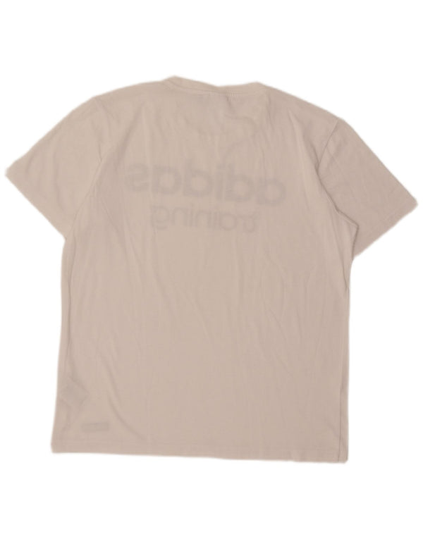 Ανδρικό γραφικό T-Shirt Adidas Climalite Τοπ μεσαίο λευκό βαμβακερό