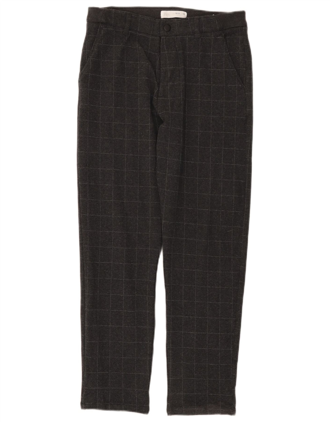ZARA Girls Straight Chino Trousers 13-14 Years W28 L26 Grey Check