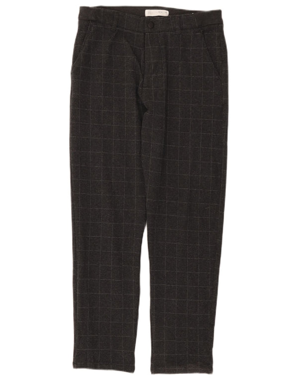 ZARA Girls Straight Chino Trousers 13-14 Years W28 L26 Grey Check