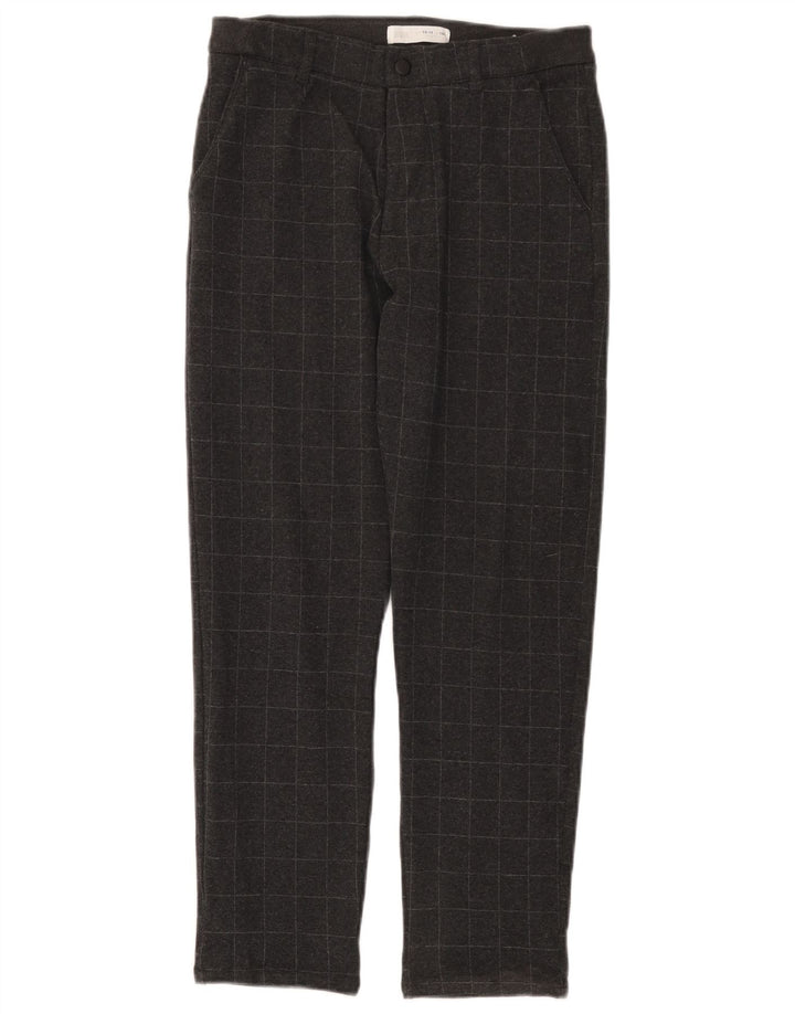 ZARA Girls Straight Chino Trousers 13-14 Years W28 L26 Grey Check