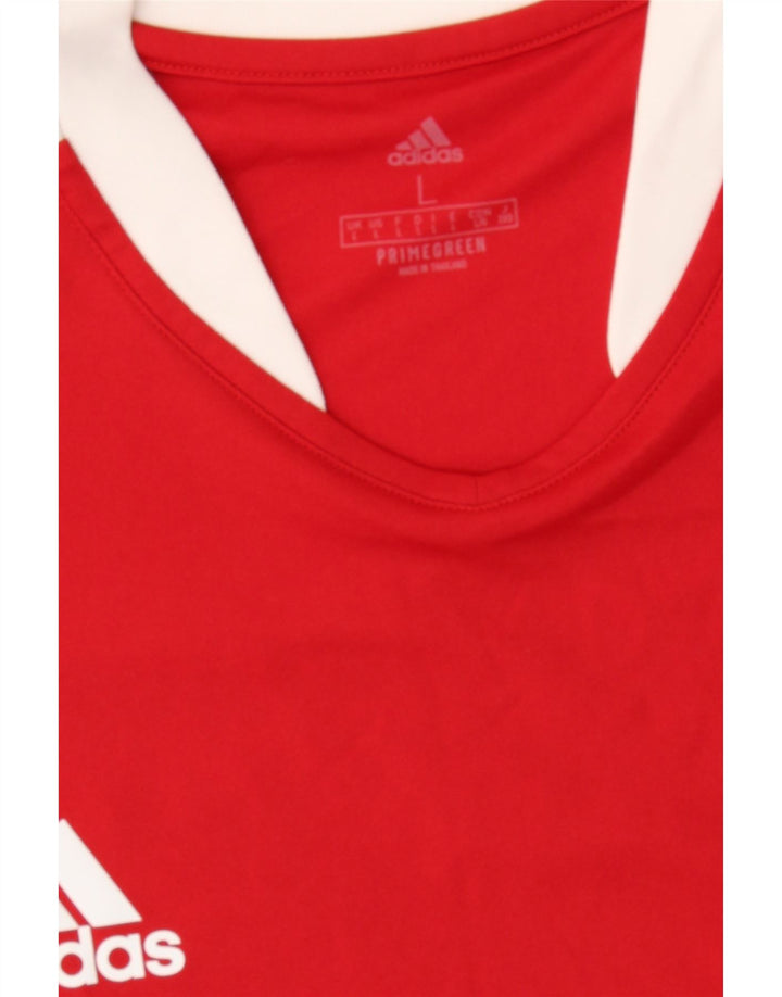 ADIDAS Mens Aeroready Graphic T-Shirt Top Large Red Polyester Vintage Adidas and Second-Hand Adidas from Messina Hembry 