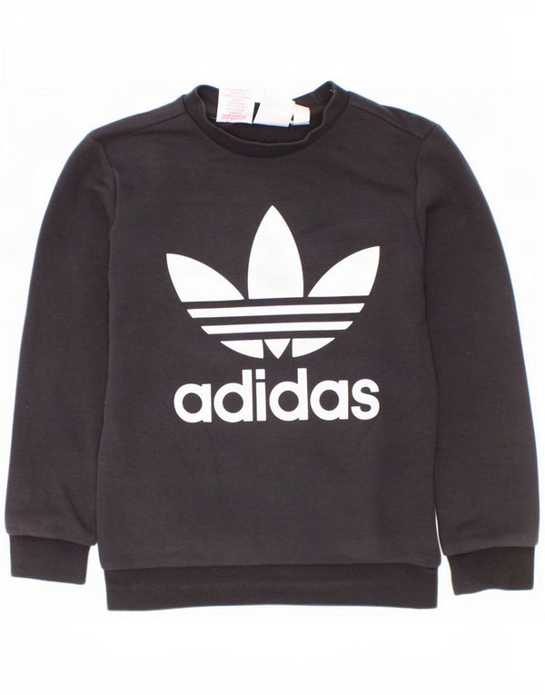 Γραφικό Φούτερ Adidas Boys Jumper 7-8 ετών Μαύρο βαμβακερό