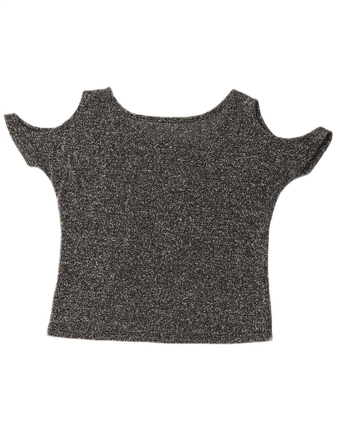 VINTAGE Γυναικείο Crop Off Shoulder Top 12 μεσαία γκρι πεταλούδα