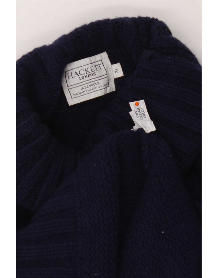 Hackett γυναικείο πουλόβερ με ρολό λαιμόκοψη UK 18 XL Navy Blue Colorblock μαλλί