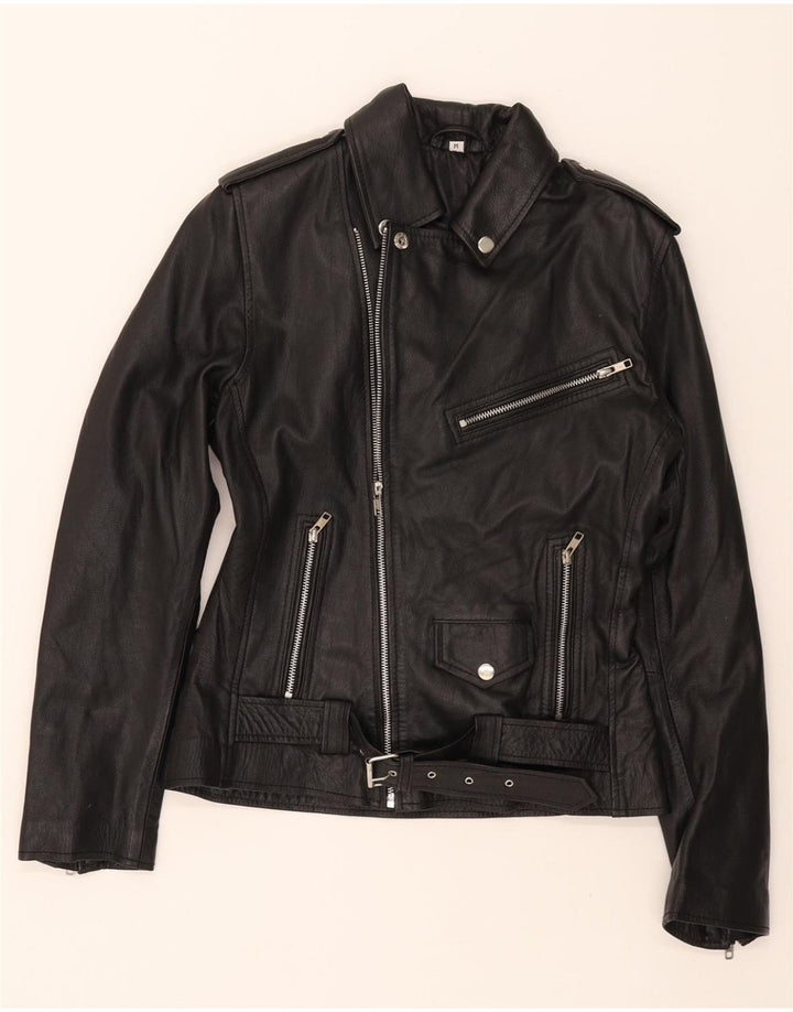 SOUTH SIDE SERPENTS Womens Graphic Leather Biker Jacket UK 12 Medium Black Vintage South Side Serpents and Second-Hand South Side Serpents from Messina Hembry 