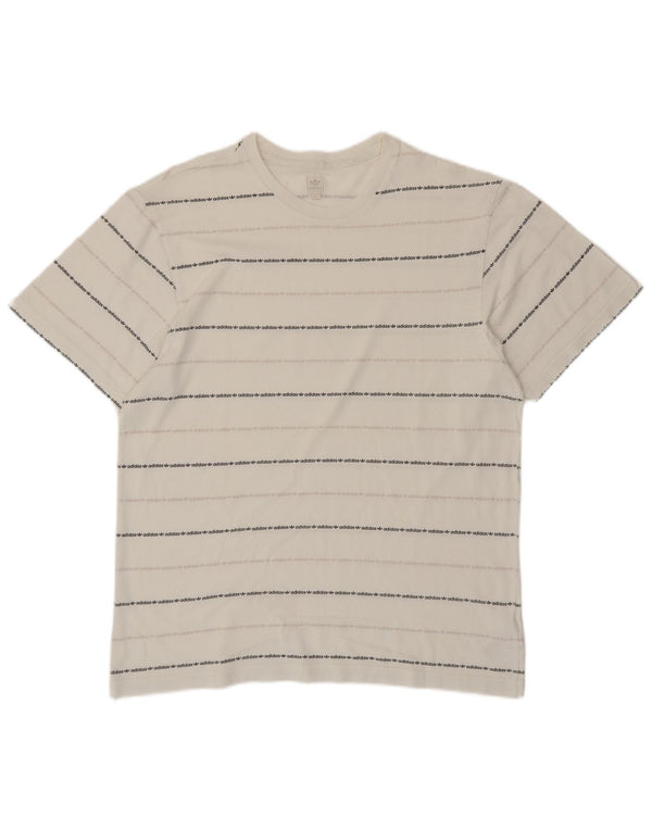 Ανδρικό γραφικό T-Shirt Adidas Top μεγάλο λευκό ριγέ βαμβακερό