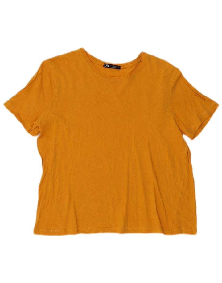 Zara Γυναικείο T-Shirt Top UK 14 Medium Yellow