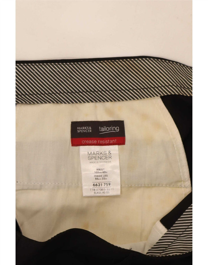 Marks & Spencer Ανδρικό παντελόνι με καρφίτσα W40 L33 Μαύρο πολυεστέρα