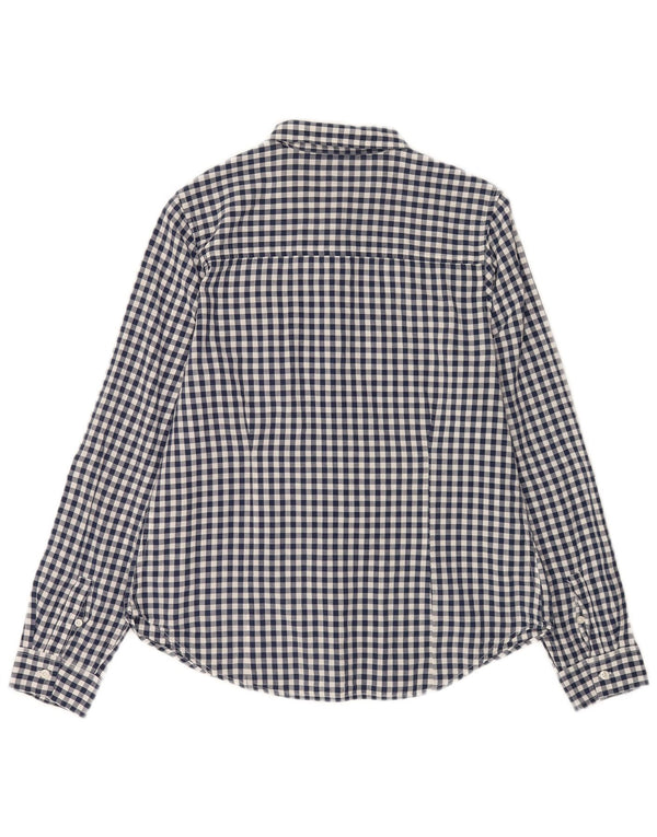 Πόλο Ασν. Γυναικείο πουκάμισο UK 14 Large Navy Blue Gingham Cotton