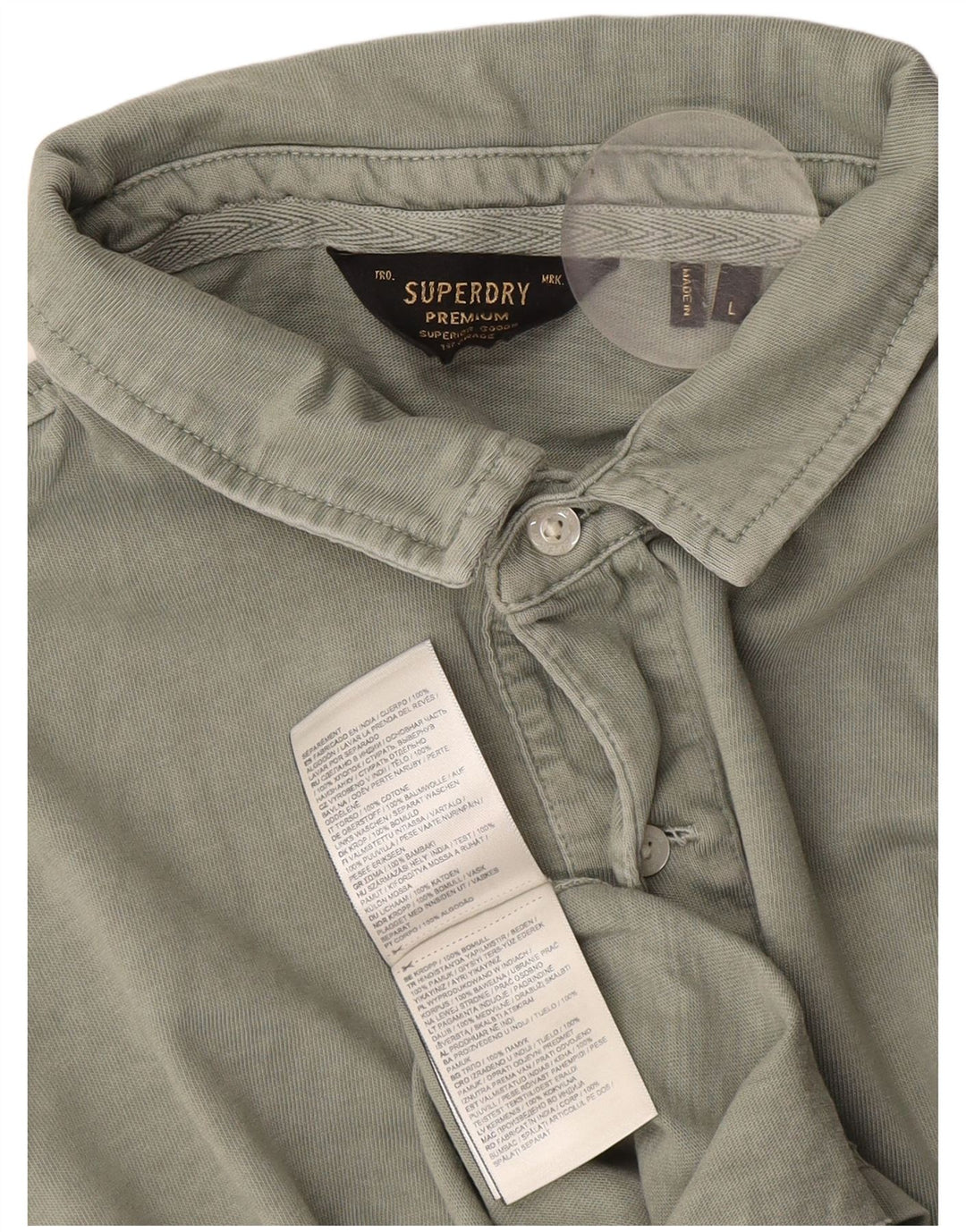 Ανδρικό πουκάμισο πόλο Superdry, μεγάλο πράσινο βαμβακερό