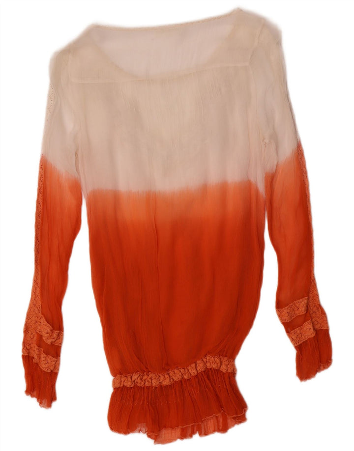 GUESS Womens See Through Blouse Top 10 Small Red Colourblock