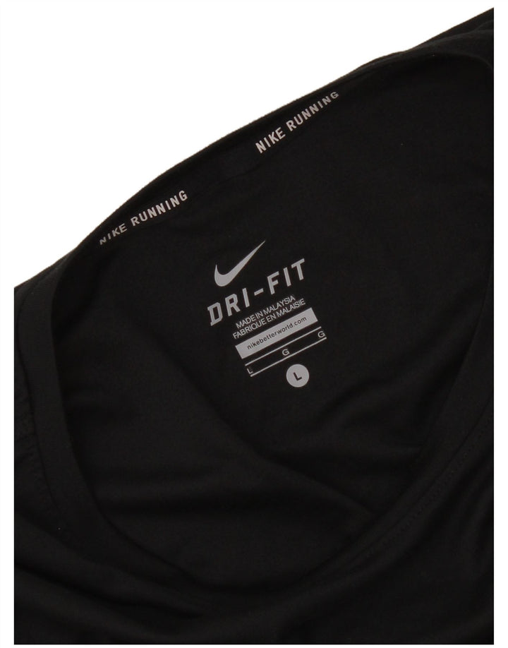 Nike γυναικείο μπλουζάκι Dri Fit Μακρυμάνικο UK 14 Large Μαύρο