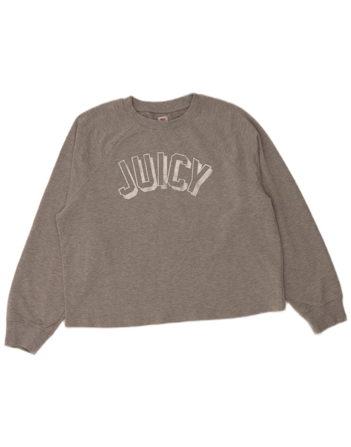 JUICY COUTURE Γυναικείο γραφικό φούτερ Jumper UK 18 XL Γκρι βαμβακερό