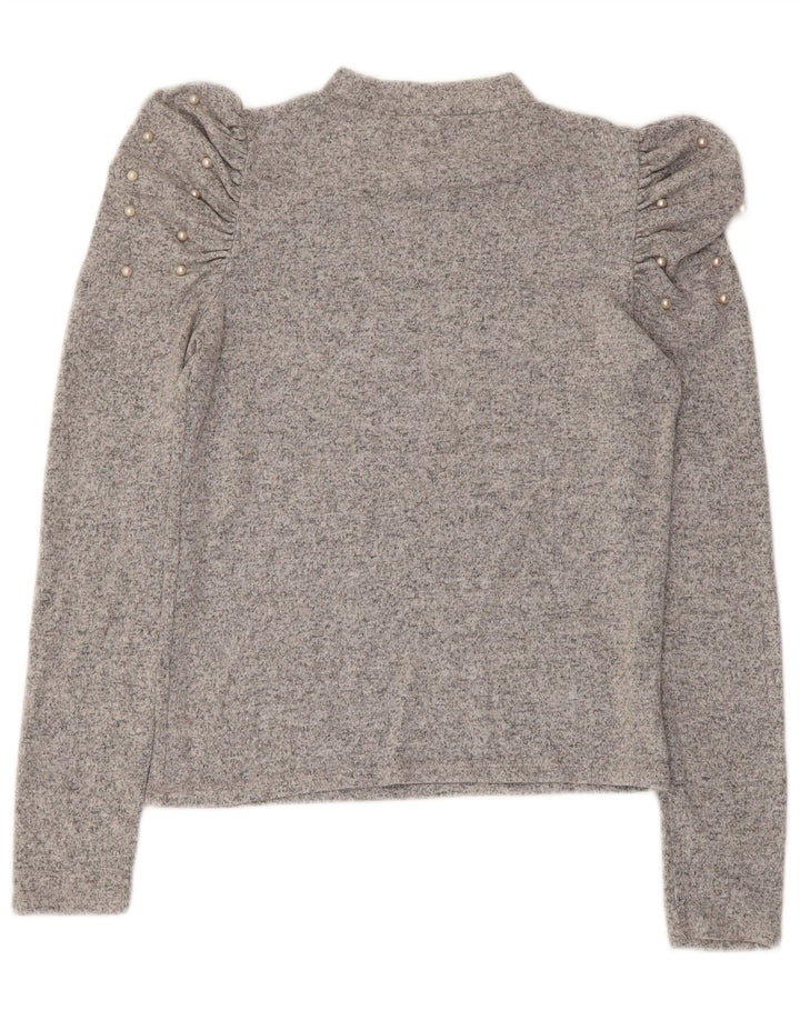 ZARA Womens Crop Blouse Top UK 12 Medium Grey Flecked Viscose