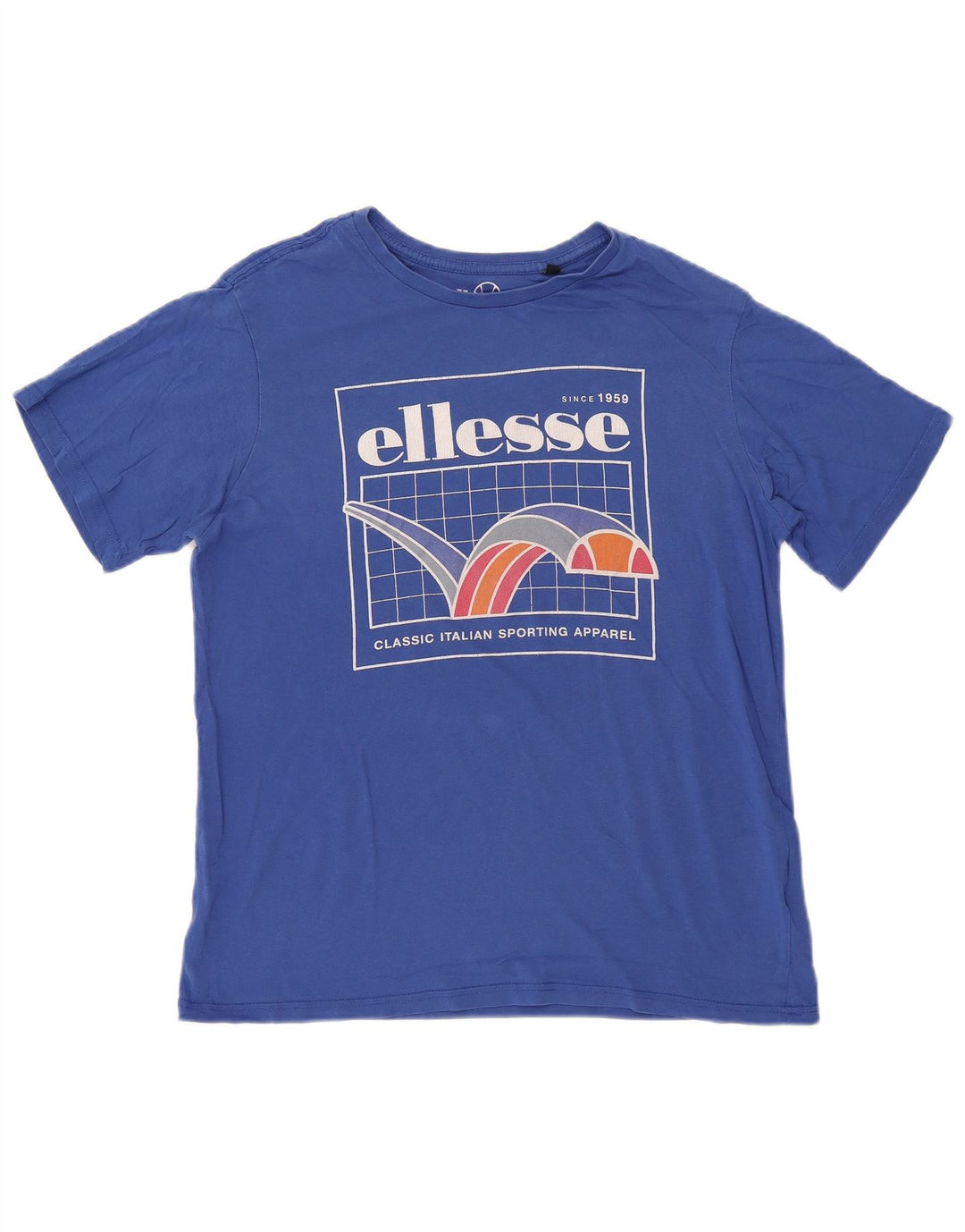 ELLESSE Ανδρικό γραφικό T-Shirt Top Μικρό Μπλε Βαμβακερό