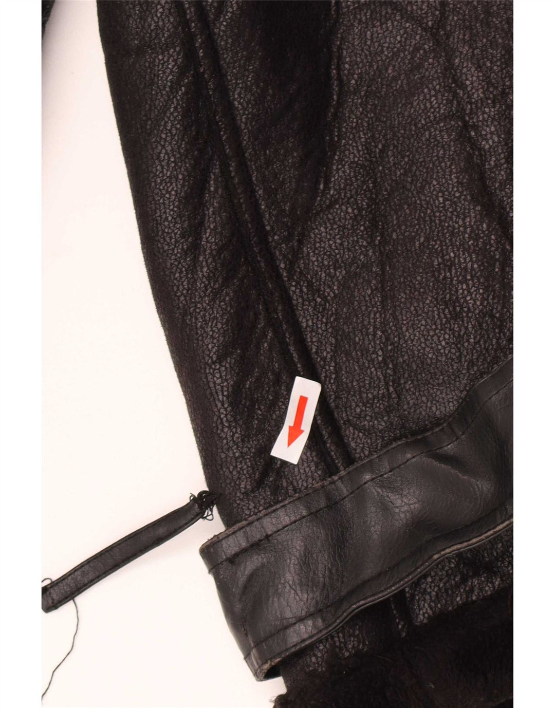 Zara Γυναικείο Faux Leather Sherpa Jacket UK 14 Medium Μαύρο Πολυουρεθάνη