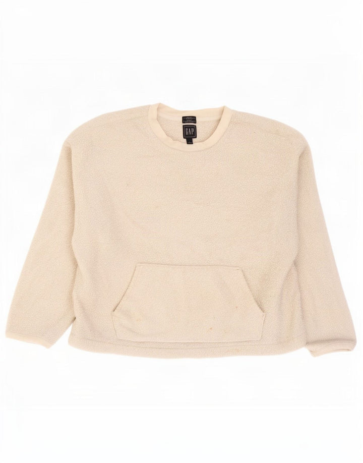 Gap Womens Fleece Jumper UK 16 Large Off White Πολυεστέρας