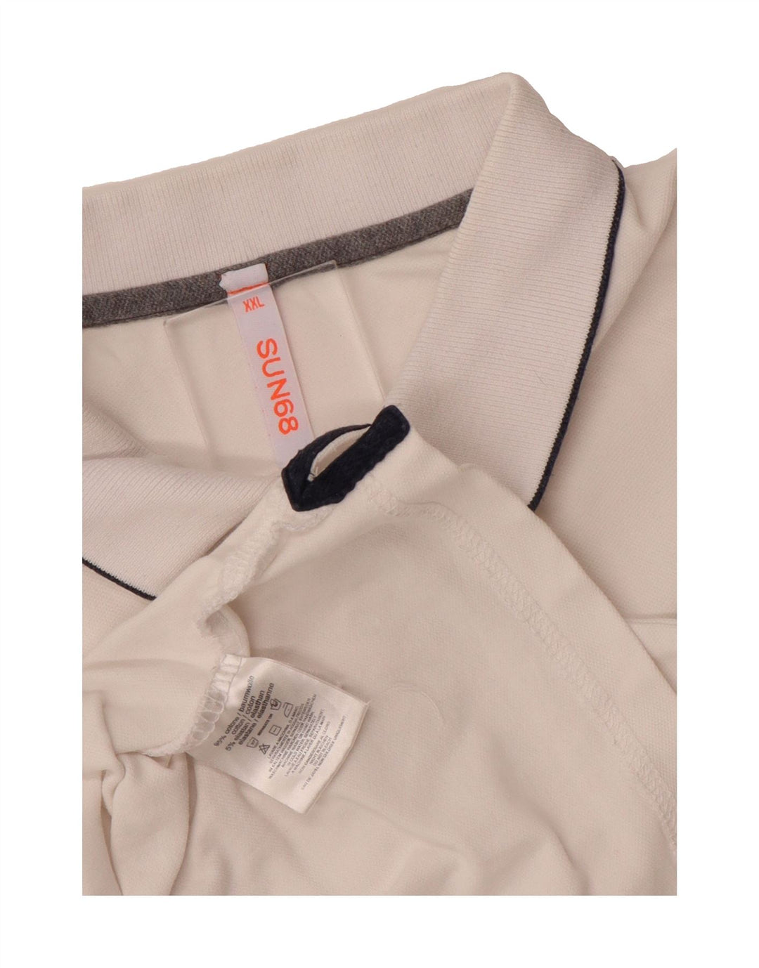 SUN68 Mens Polo Shirt 2XL White Cotton Vintage Sun68 and Second-Hand Sun68 from Messina Hembry 