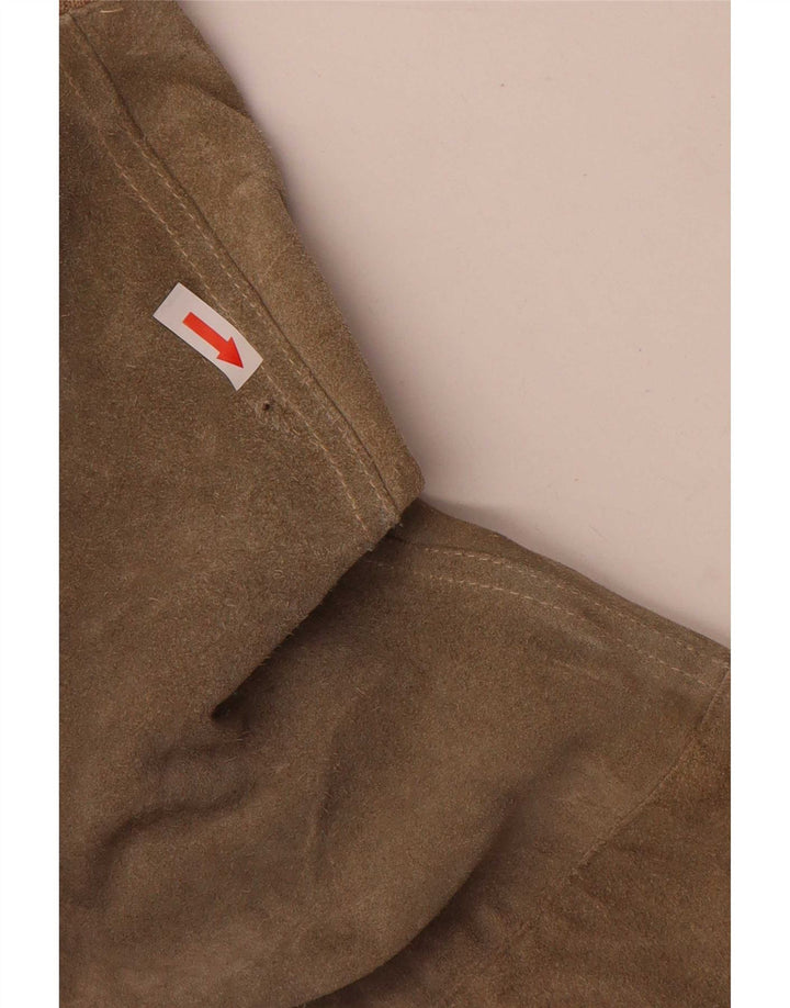 Vintage Ανδρικό Suede Bomber Jacket UK 38 Medium Green Leather