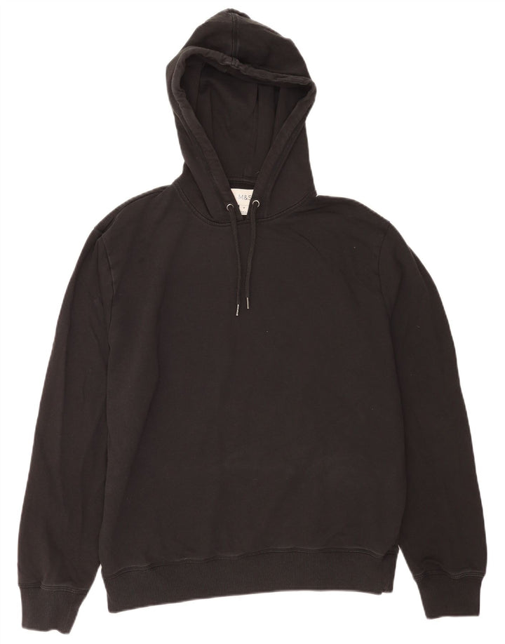 Marks & Spencer Ανδρικό Hoodie Jumper Μεσαίο μαύρο βαμβακερό