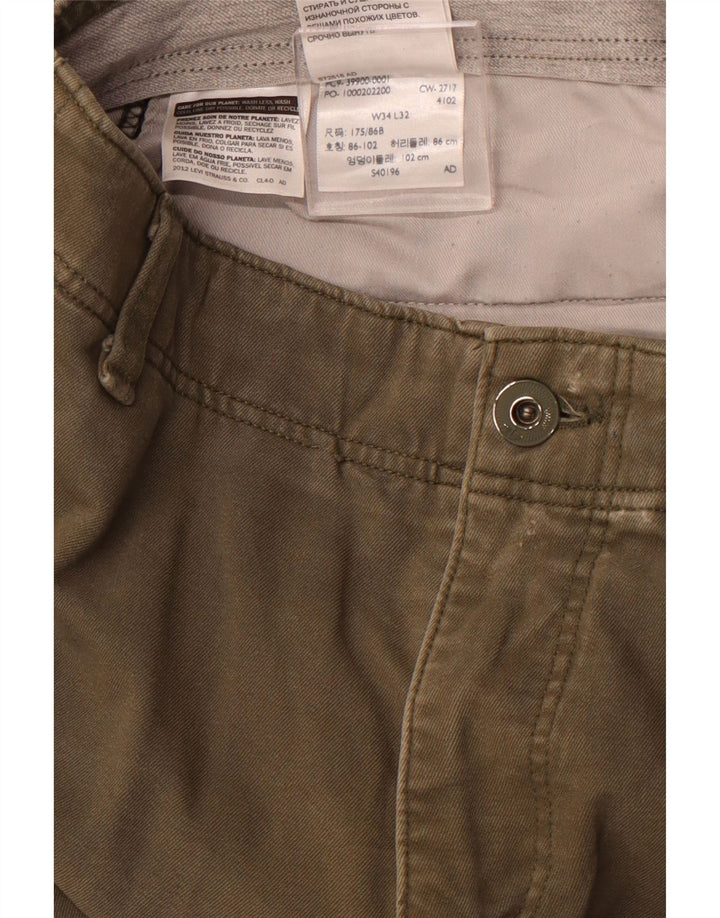 DOCKERS Ανδρικό παντελόνι Chino Slim W34 L32 Χακί Βαμβακερό