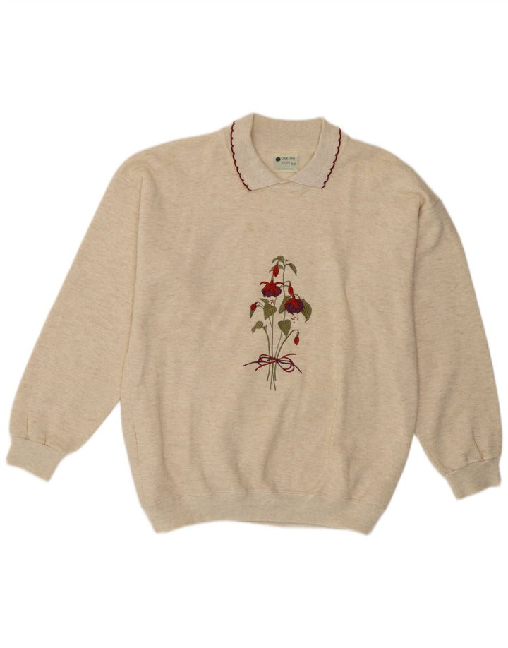 Oak Tree Γυναικεία φούτερ μεγάλου μεγέθους Jumper UK 10 Small Beige Floral