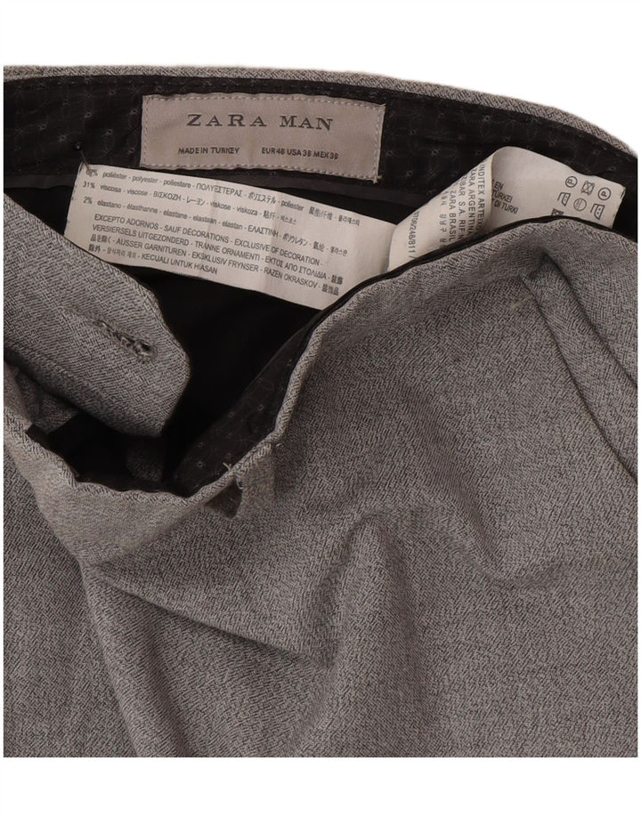 Ανδρικό παντελόνι Zara Slim Suit EU 46 XL W36 L33 Grey Polyester