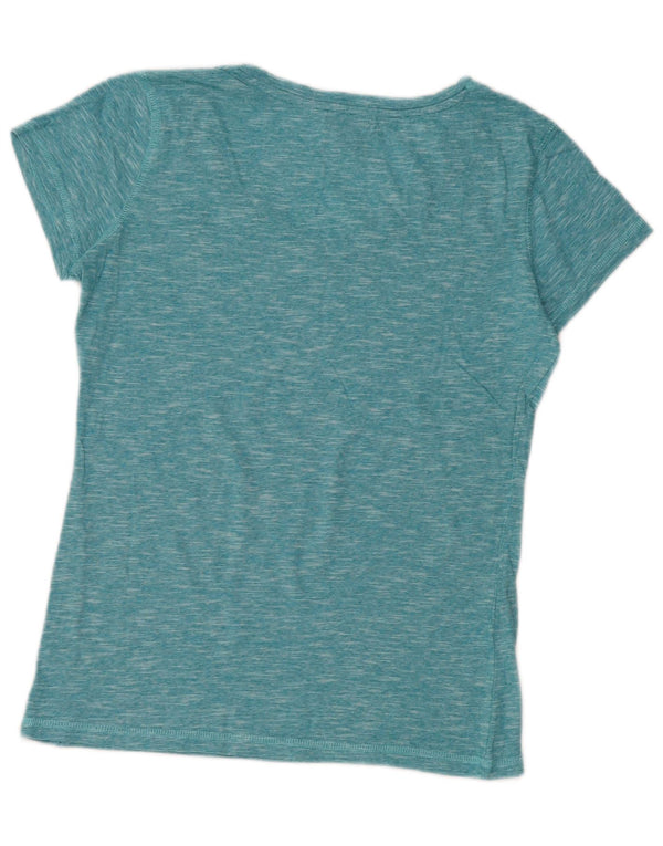 Πόλο Ασν. Γυναικείο T-Shirt Top UK 10 Small Turquoise Flecked Cotton