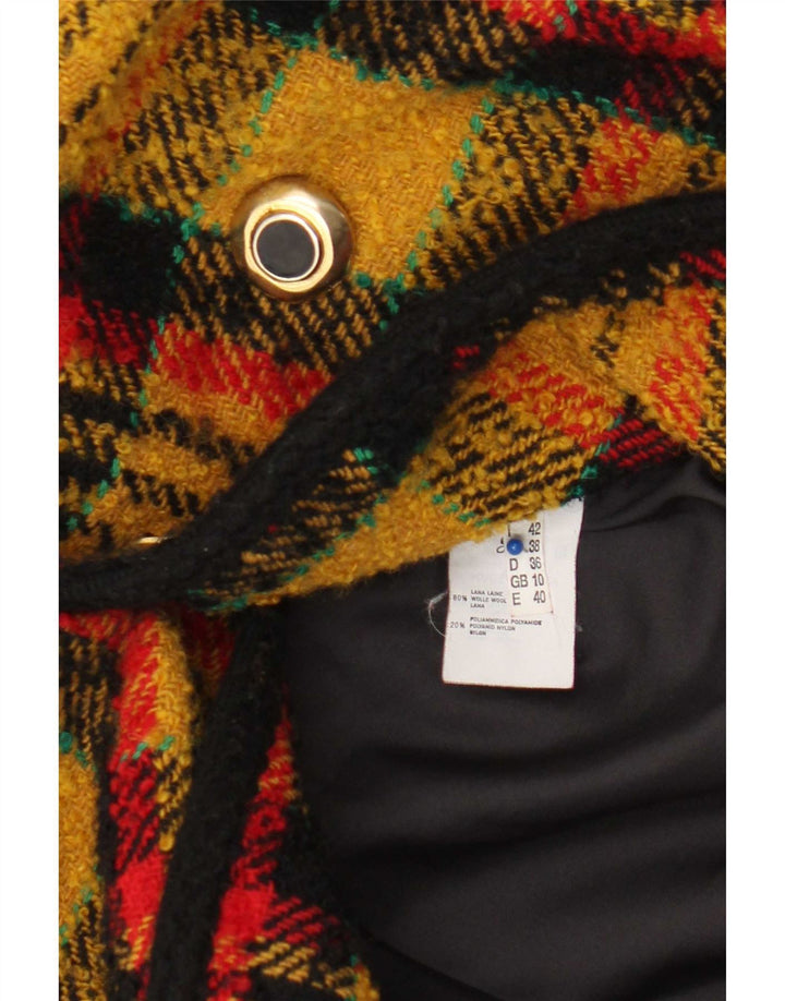 Vintage γυναικείο διπλό μπουφάν σακάκι UK 10 Small Yellow Check