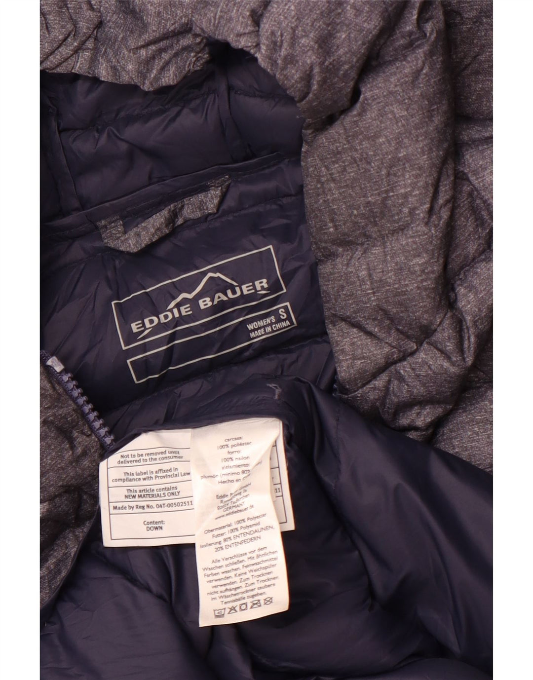 EDDIE BAUER Γυναικείο παλτό με κουκούλα UK 10 Small Navy Blue Polyester