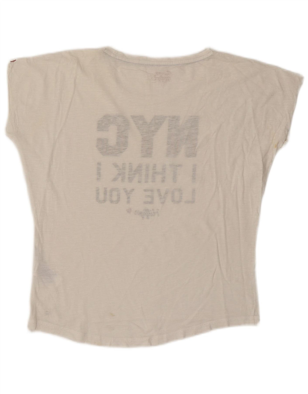 TOMMY HILFIGER Γυναικείο υπερμεγέθη γραφικό μπλουζάκι Top 10 Small White UK