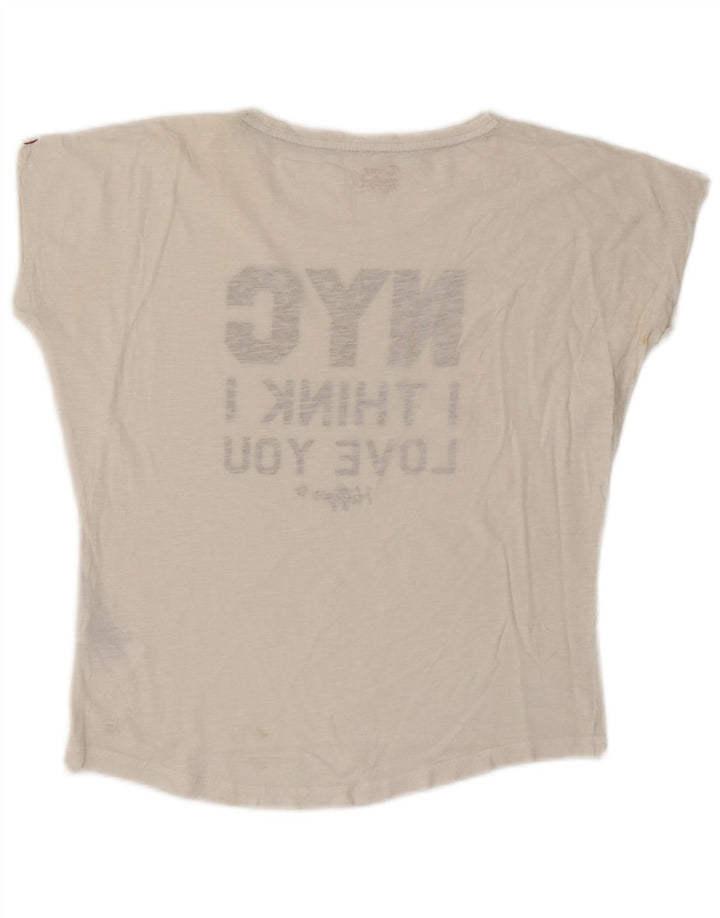 TOMMY HILFIGER Γυναικείο υπερμεγέθη γραφικό μπλουζάκι Top 10 Small White UK